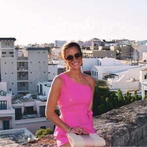 Leith Pink Asymmetrical Jumpsuit with Belt